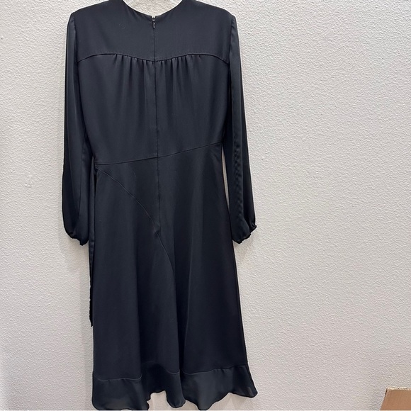 Parker NY Dress Womens Size 4 Black Hi-Low Ruffle Elegant Long Sleeve - Picture 4 of 10
